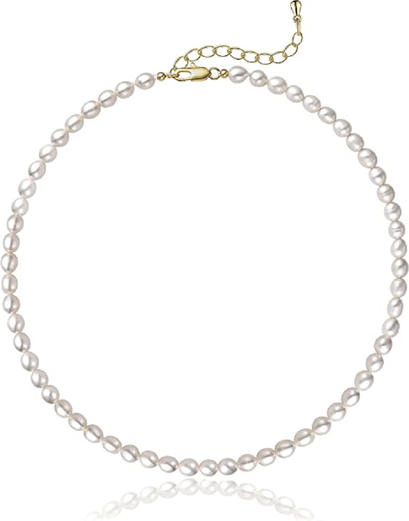 Pearl Trim Chain - パールネックレス-ジュエリー用の淡水真珠,5〜7mm,誕生日プレゼント,記念日