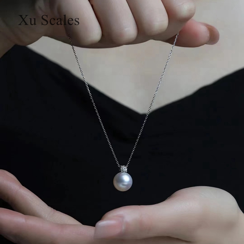 Pearl Trim Chain - パールペンダント,ホワイト,スターリングシルバー,プリンセス,10〜11mm