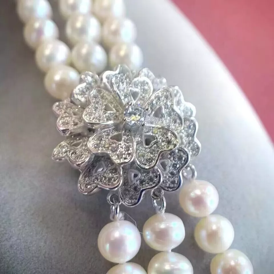 3連パールネックレス AAA 8-9mm 天然南洋ラウンドホ - Pearl Trim Chain のレビューと価格