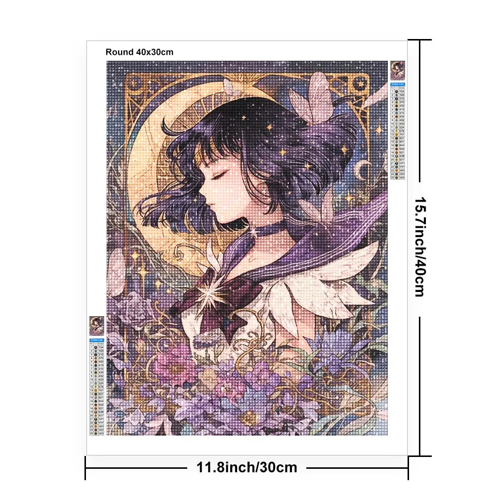 漫画アニメダイヤモンドペインティング美少女月少女戦士貼り付け - Embroidery Embellishments のレビューと価格