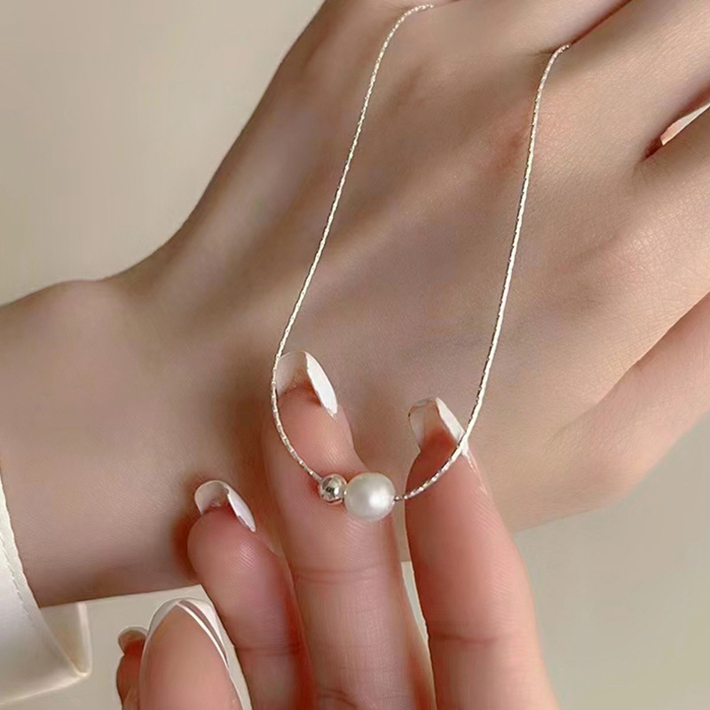 クリスマスギフト 925 スターリングシルバー絶妙なパールネ - Pearl Trim Chain のレビューと価格