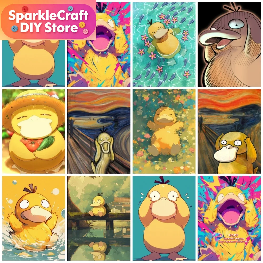 1pc フレームレス Psyduck 漫画 5D ダイヤモン - Embroidery Embellishments のレビューと価格