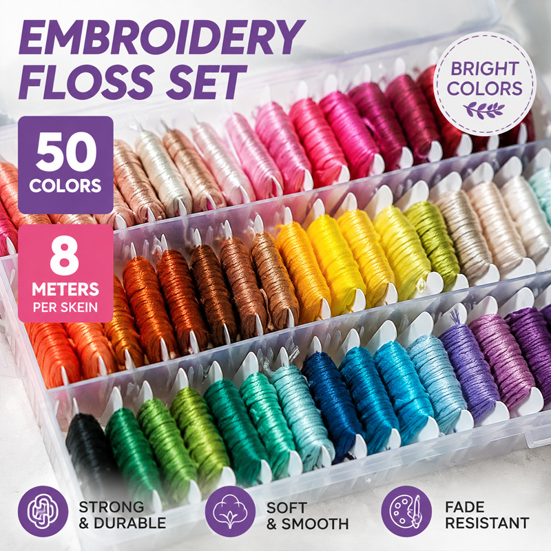 100%コットン刺繍糸キット、収納ケース付き、クロスステッチ - Embroidery Craft のレビューと価格